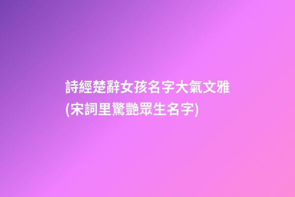 詩經楚辭女孩名字大氣文雅(宋詞里驚艷眾生名字)