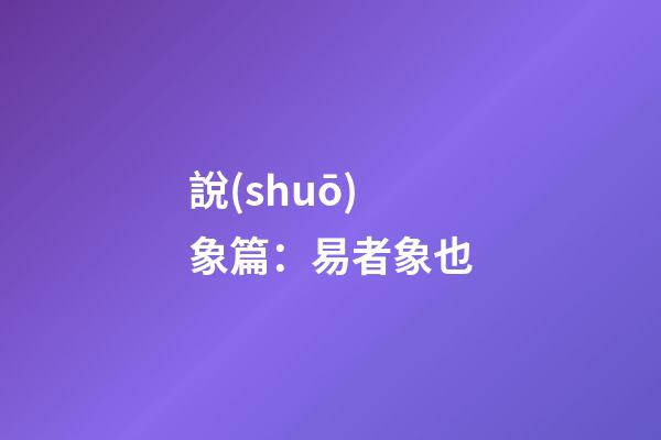 說(shuō)象篇：易者象也