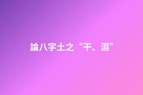 論八字土之“干、濕”