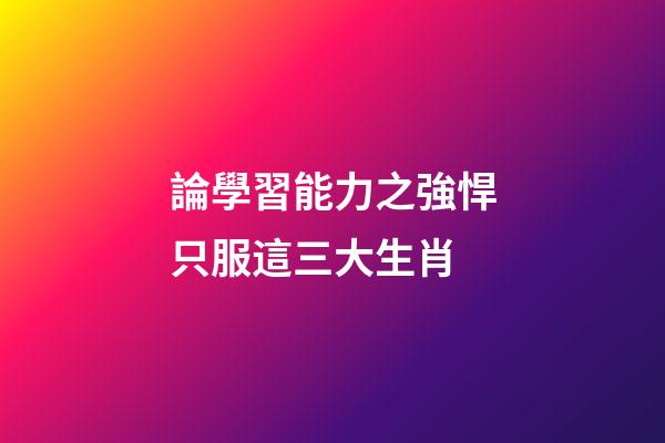 論學習能力之強悍只服這三大生肖