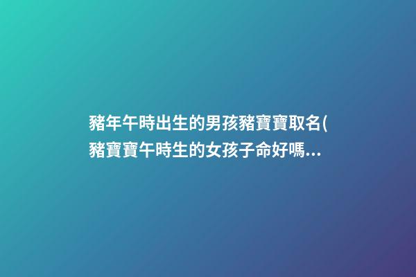 豬年午時出生的男孩豬寶寶取名(豬寶寶午時生的女孩子命好嗎)