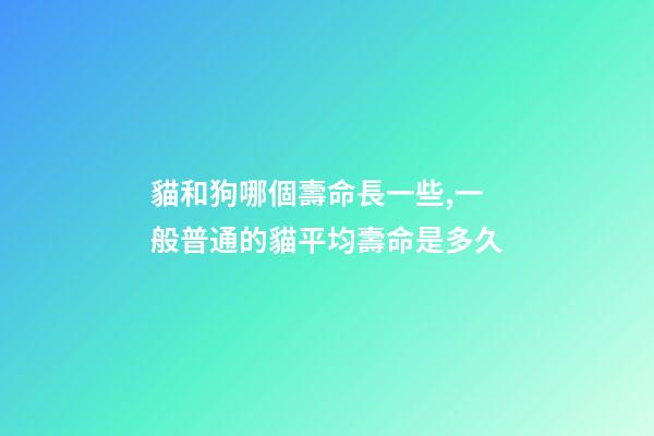 貓和狗哪個壽命長一些,一般普通的貓平均壽命是多久-第1張-觀點-玄機派