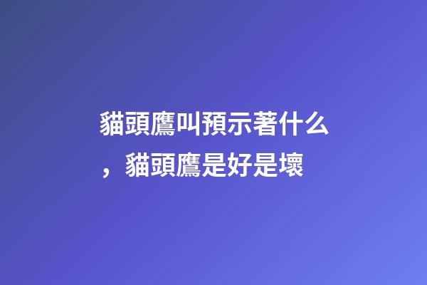 貓頭鷹叫預示著什么，貓頭鷹是好是壞