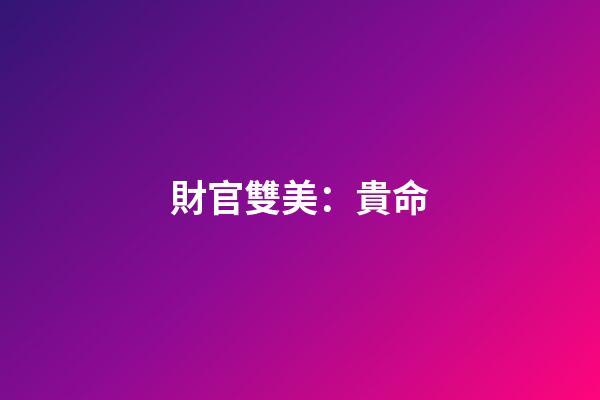 財官雙美：貴命
