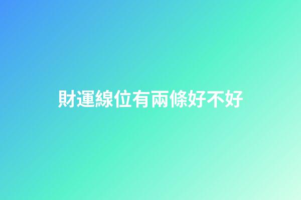 財運線位有兩條好不好