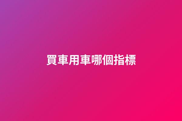 買車用車哪個指標