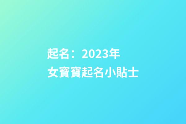 起名：2023年女寶寶起名小貼士