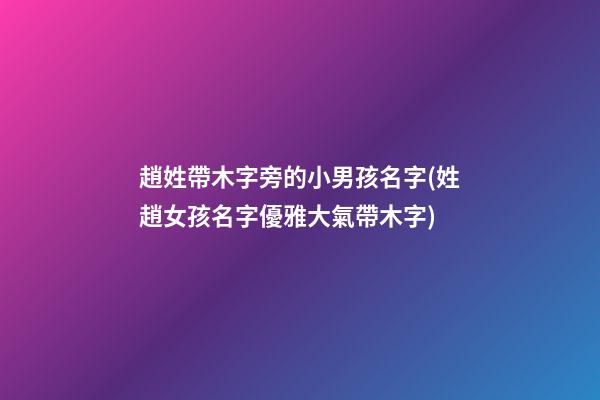 趙姓帶木字旁的小男孩名字(姓趙女孩名字優雅大氣帶木字)