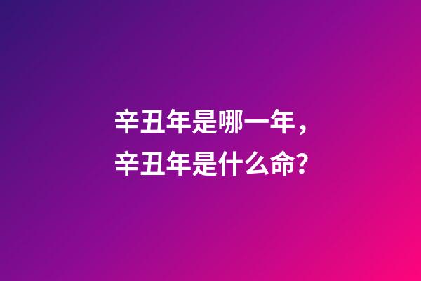 辛丑年是哪一年，辛丑年是什么命？