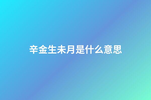 辛金生未月是什么意思