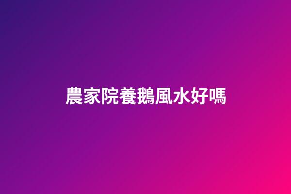 農家院養鵝風水好嗎