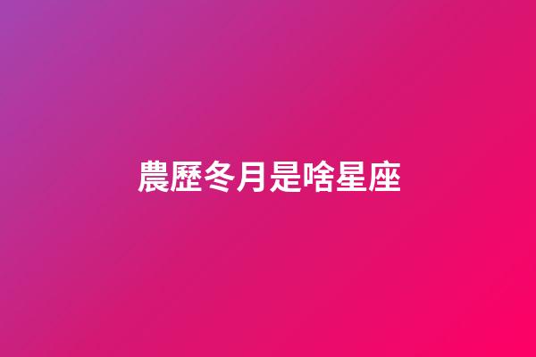 農歷冬月是啥星座-第1張-星座運勢-玄機派