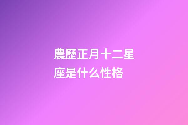 農歷正月十二星座是什么性格-第1張-星座運勢-玄機派