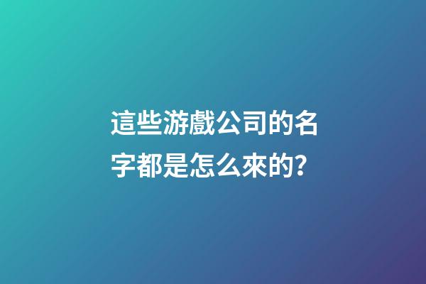 這些游戲公司的名字都是怎么來的？-第1張-公司起名-玄機派