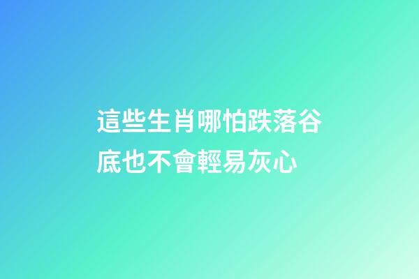 這些生肖哪怕跌落谷底也不會輕易灰心