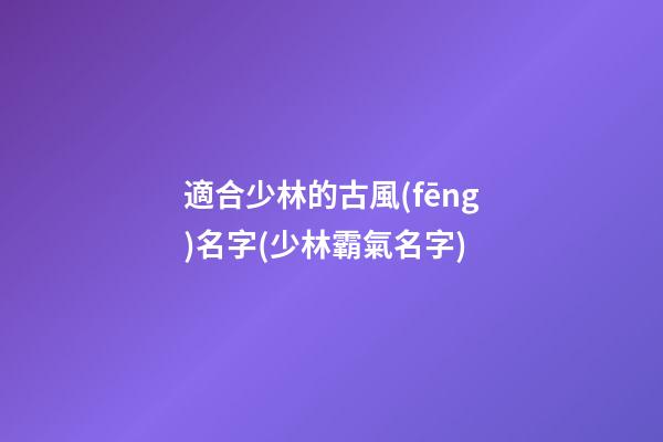 適合少林的古風(fēng)名字(少林霸氣名字)