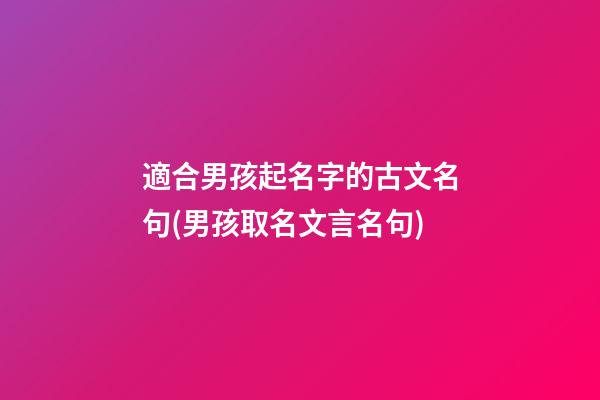 適合男孩起名字的古文名句(男孩取名文言名句)