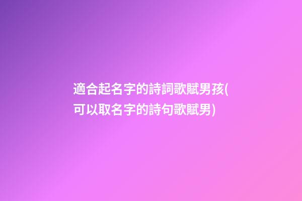 適合起名字的詩詞歌賦男孩(可以取名字的詩句歌賦男)