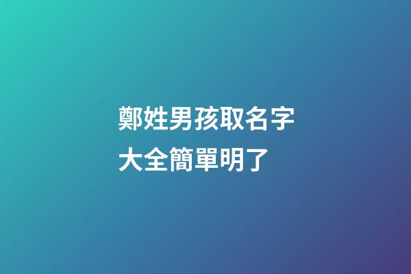 鄭姓男孩取名字大全簡單明了