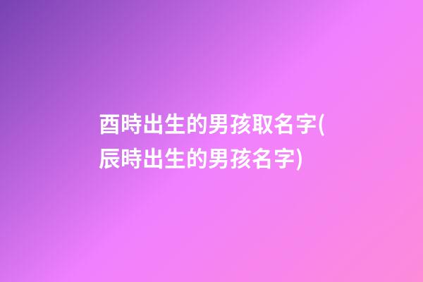 酉時出生的男孩取名字(辰時出生的男孩名字)