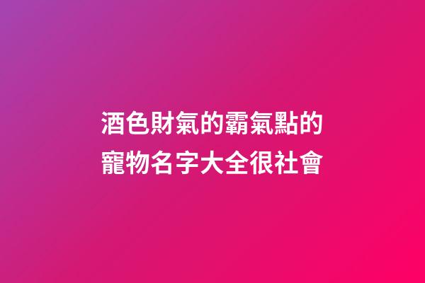 酒色財氣的霸氣點的寵物名字大全很社會