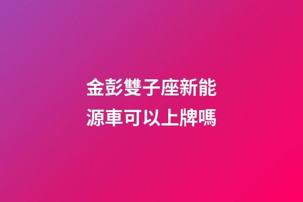 金彭雙子座新能源車可以上牌嗎