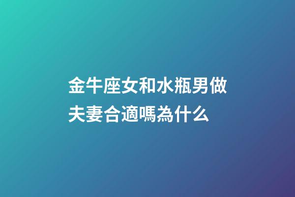 金牛座女和水瓶男做夫妻合適嗎為什么-第1張-星座運(yùn)勢(shì)-玄機(jī)派