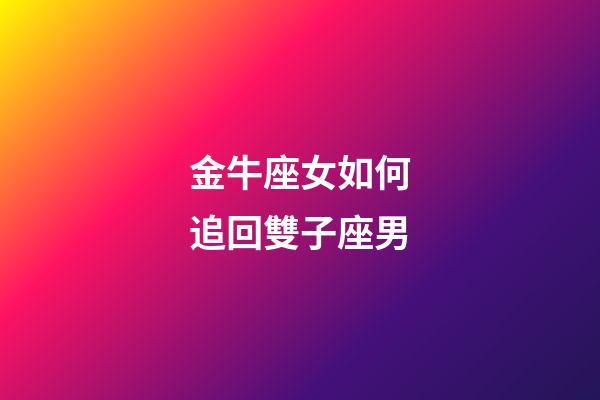 金牛座女如何追回雙子座男-第1張-星座運勢-玄機派