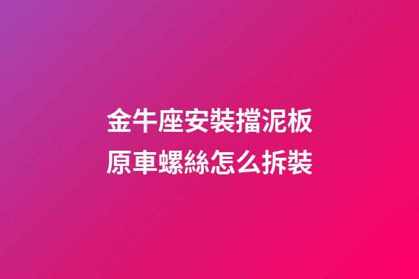 金牛座安裝擋泥板原車螺絲怎么拆裝