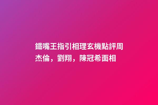 鐵嘴王指引相理玄機點評周杰倫，劉翔，陳冠希面相