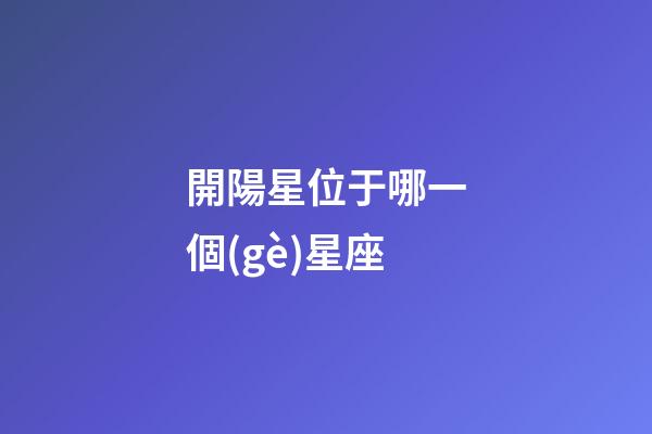 開陽星位于哪一個(gè)星座