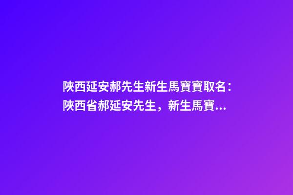 陜西延安郝先生新生馬寶寶取名：陜西省郝延安先生，新生馬寶寶姓名-第1張-公司起名-玄機派