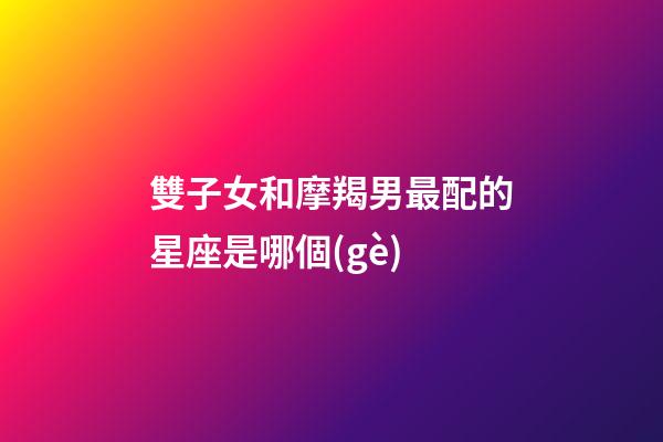 雙子女和摩羯男最配的星座是哪個(gè)-第1張-星座運(yùn)勢-玄機(jī)派