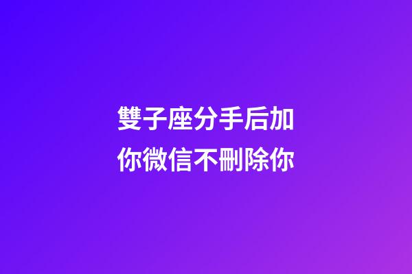 雙子座分手后加你微信不刪除你-第1張-星座運勢-玄機派