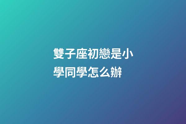 雙子座初戀是小學同學怎么辦-第1張-星座運勢-玄機派