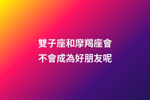 雙子座和摩羯座會不會成為好朋友呢-第1張-星座運勢-玄機派