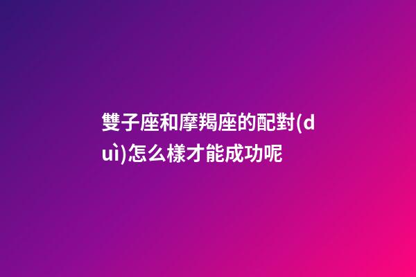 雙子座和摩羯座的配對(duì)怎么樣才能成功呢