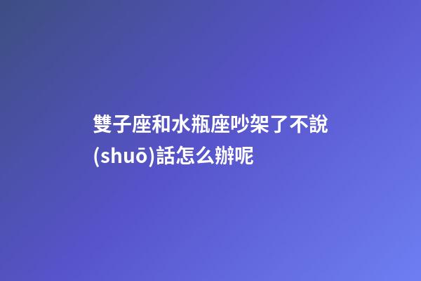 雙子座和水瓶座吵架了不說(shuō)話怎么辦呢-第1張-星座運(yùn)勢(shì)-玄機(jī)派