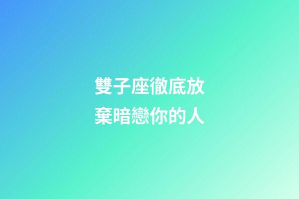 雙子座徹底放棄暗戀你的人-第1張-星座運勢-玄機派