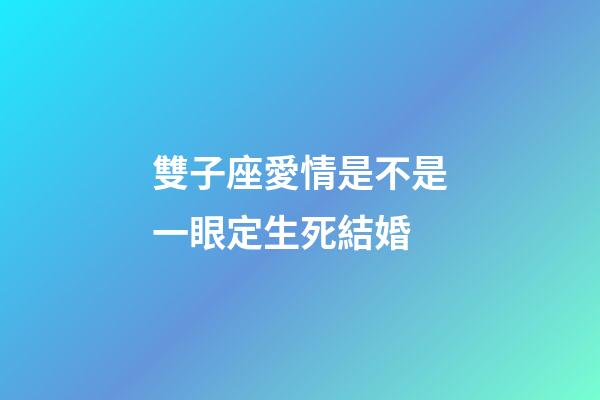雙子座愛情是不是一眼定生死結婚-第1張-星座運勢-玄機派