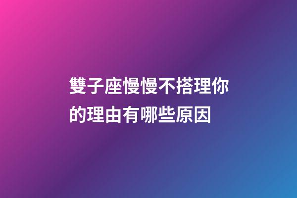 雙子座慢慢不搭理你的理由有哪些原因-第1張-星座運勢-玄機派