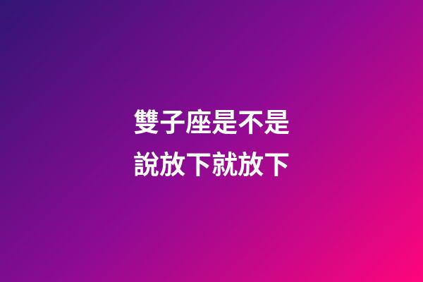 雙子座是不是說放下就放下-第1張-星座運勢-玄機派