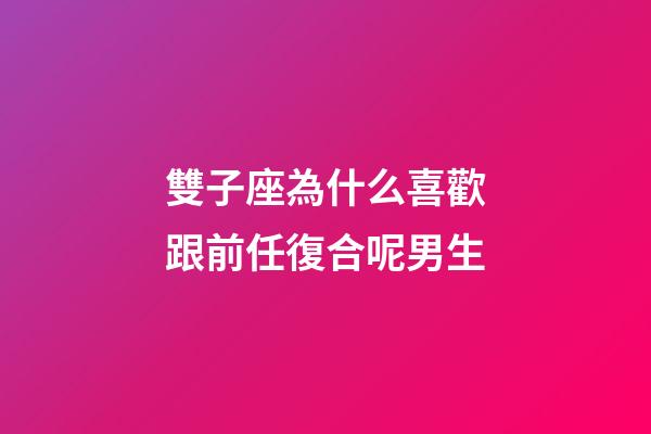 雙子座為什么喜歡跟前任復合呢男生-第1張-星座運勢-玄機派