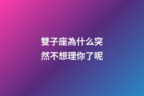 雙子座為什么突然不想理你了呢-第1張-星座運勢-玄機派