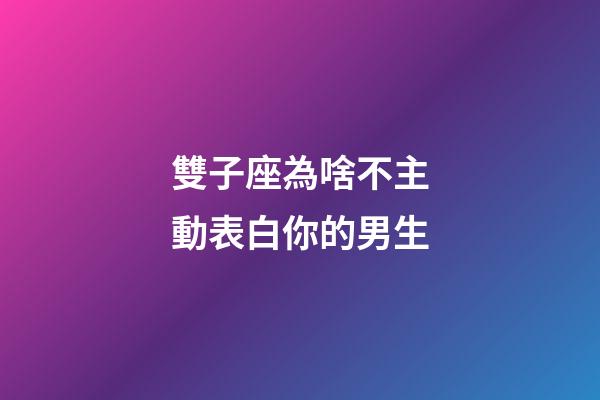 雙子座為啥不主動表白你的男生-第1張-星座運(yùn)勢-玄機(jī)派