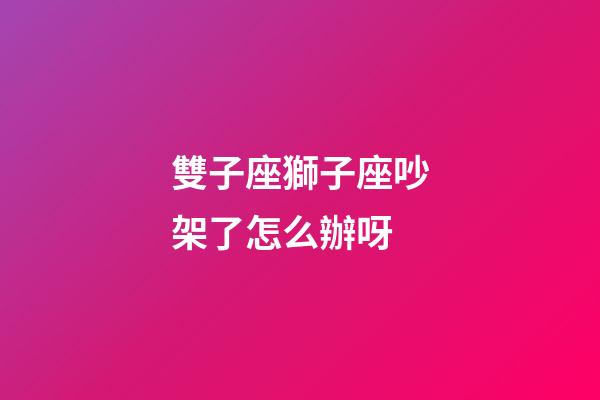 雙子座獅子座吵架了怎么辦呀-第1張-星座運勢-玄機派