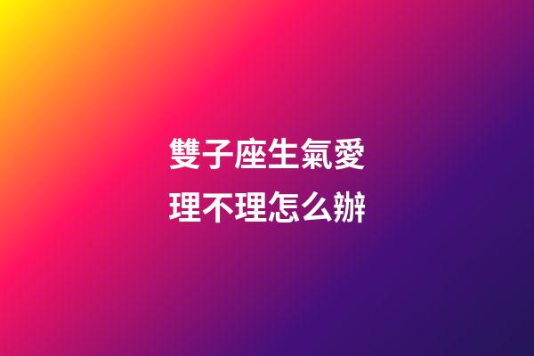 雙子座生氣愛理不理怎么辦-第1張-星座運勢-玄機派