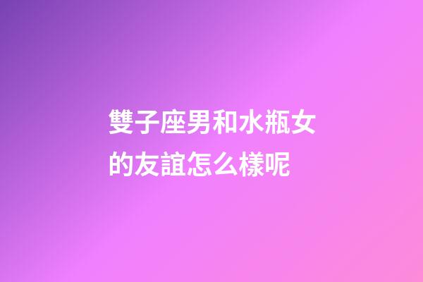 雙子座男和水瓶女的友誼怎么樣呢-第1張-星座運勢-玄機派
