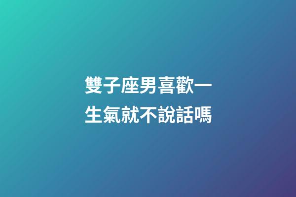 雙子座男喜歡一生氣就不說話嗎-第1張-星座運勢-玄機派