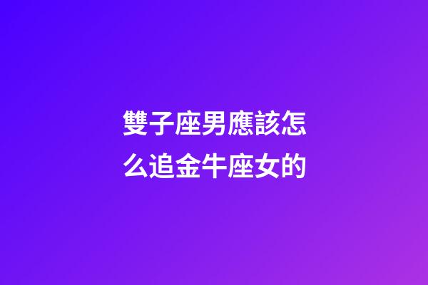 雙子座男應該怎么追金牛座女的-第1張-星座運勢-玄機派